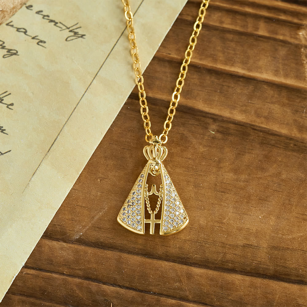 Christianartworkshop Collier pendentif royal Notre-Dame d'Aparecida aux accents scintillants : emblème de la protection divine - Notre Dame - image 0