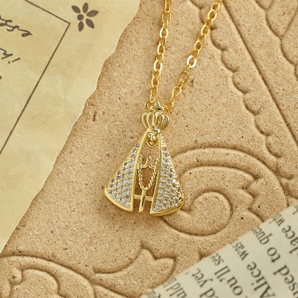 Christianartworkshop Collier pendentif royal Notre-Dame d'Aparecida aux accents scintillants : emblème de la protection divine - image 5