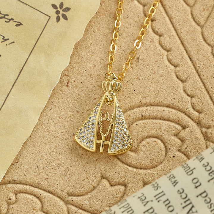 Christianartworkshop Collier pendentif royal Notre-Dame d'Aparecida aux accents scintillants : emblème de la protection divine - image 5