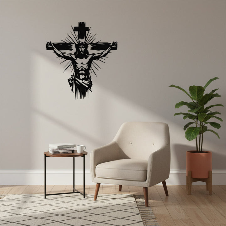 Christianartworkshop Décoration murale en métal représentant la crucifixion de Jésus : une affirmation audacieuse de la rédemption - image 4