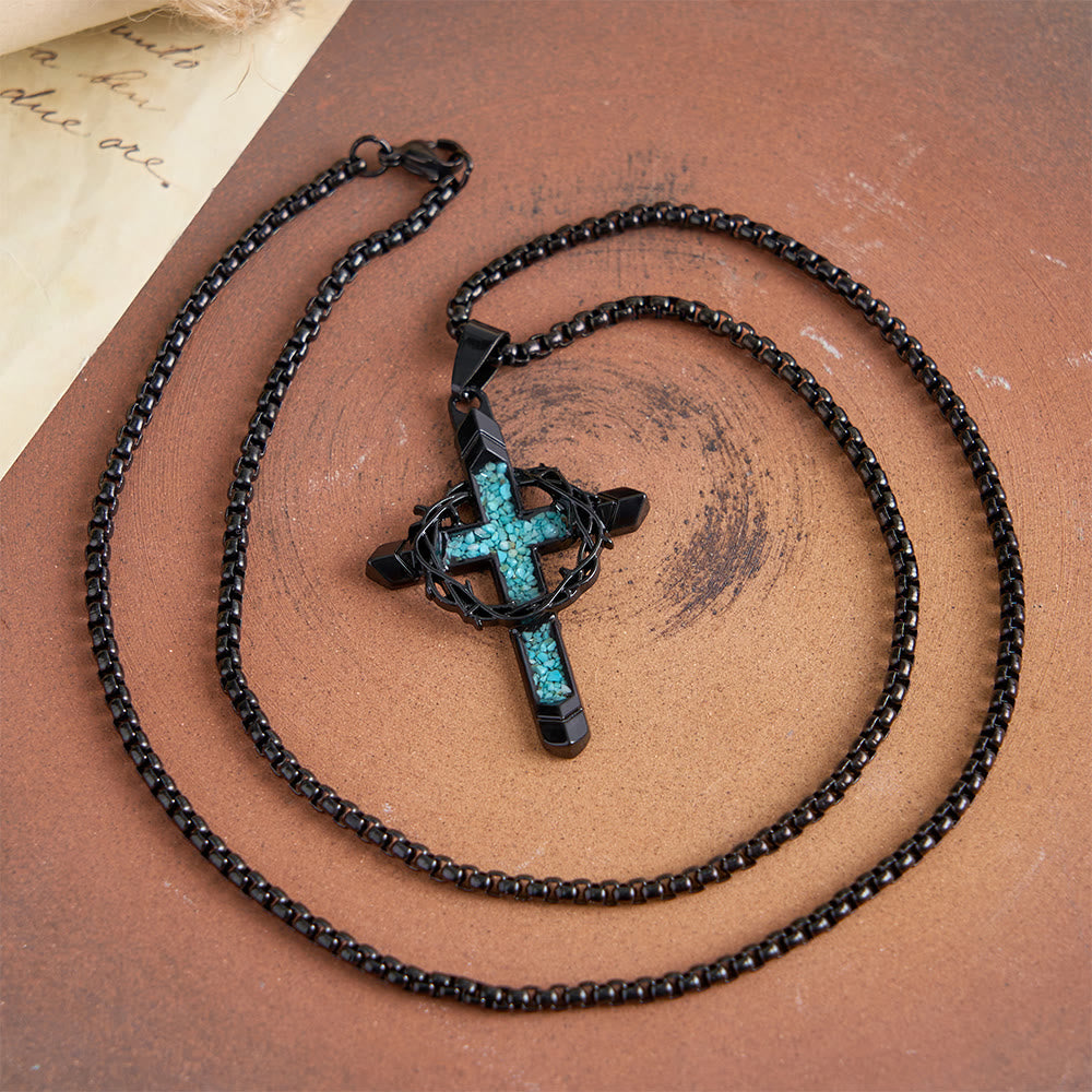 Collier pendentif croix incrustée et enveloppée d'épines de Christianartworkshop : un symbole de l'amour sacrificiel du Christ - image 4