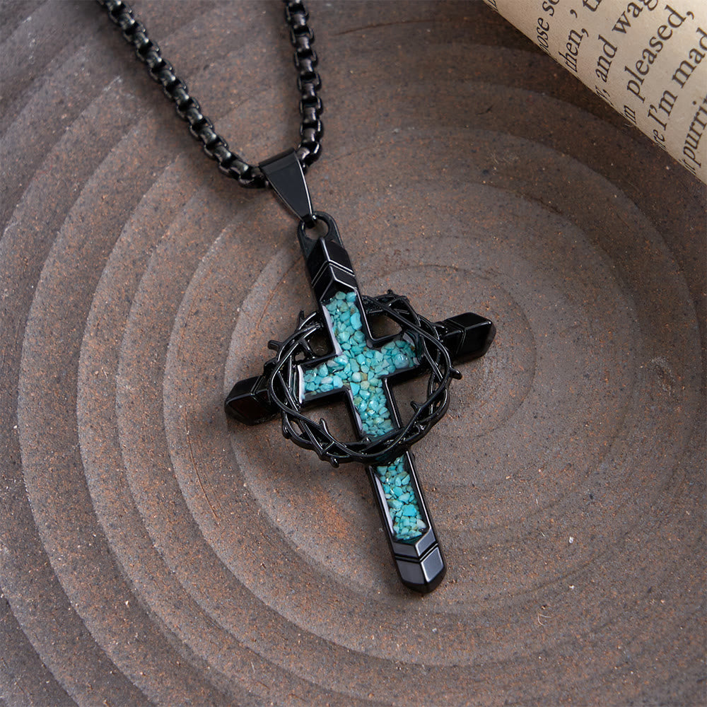 Collier pendentif croix incrustée et enveloppée d'épines de Christianartworkshop : un symbole de l'amour sacrificiel du Christ - image 3