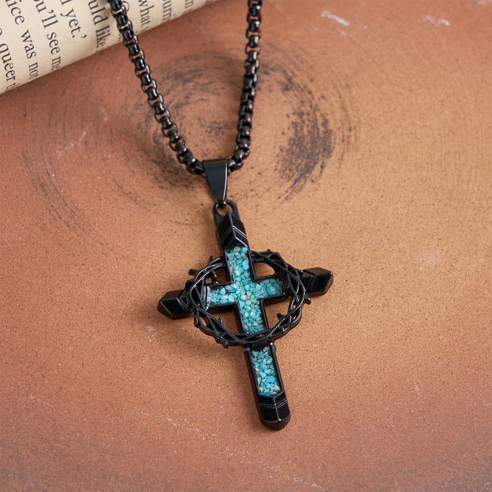 Collier pendentif croix incrustée et enveloppée d'épines de Christianartworkshop : un symbole de l'amour sacrificiel du Christ - image 2