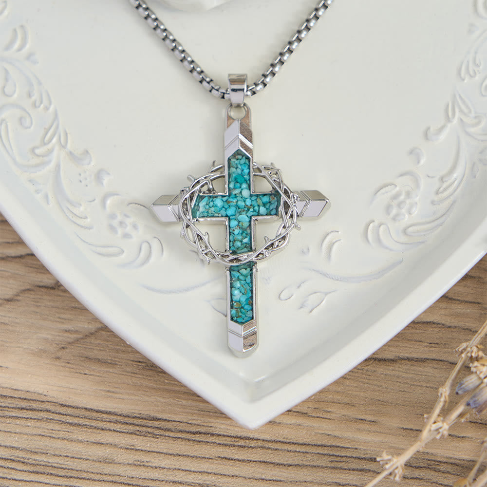 Collier pendentif croix incrustée et enveloppée d'épines de Christianartworkshop : un symbole de l'amour sacrificiel du Christ - image 8