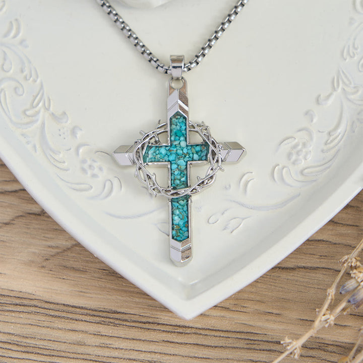Collier pendentif croix incrustée et enveloppée d'épines de Christianartworkshop : un symbole de l'amour sacrificiel du Christ - image 8