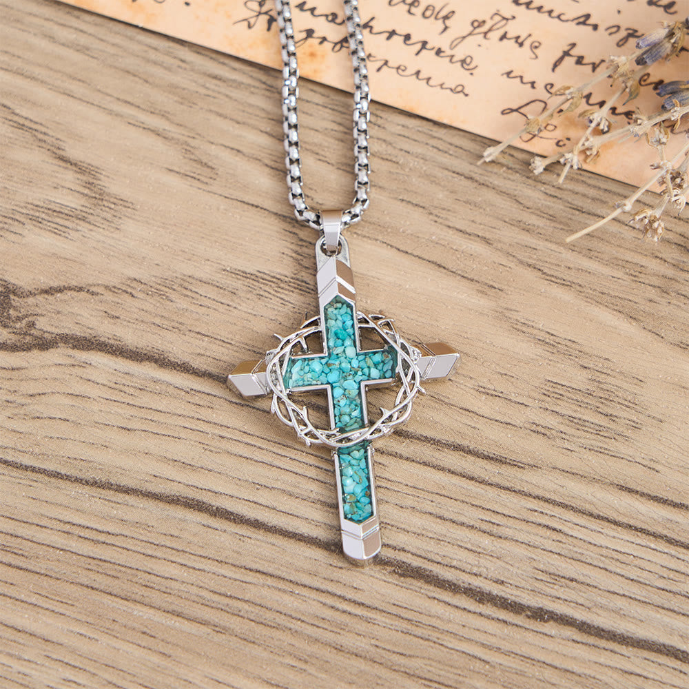 Collier pendentif croix incrustée et enveloppée d'épines de Christianartworkshop : un symbole de l'amour sacrificiel du Christ - image 10