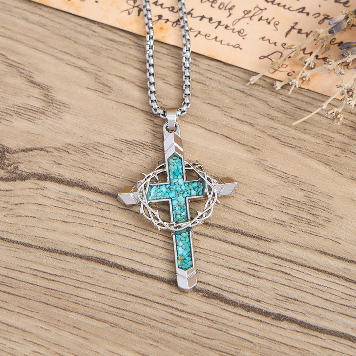 Collier pendentif croix incrustée et enveloppée d'épines de Christianartworkshop : un symbole de l'amour sacrificiel du Christ - image 10