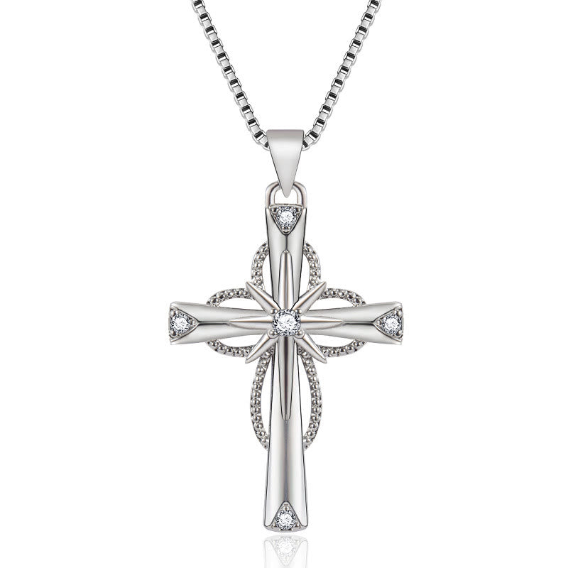 Christianartworkshop Collier Croix Infinie incrustée de cristaux : Symbole de foi éternelle et de lumière divine - Croix - image 0