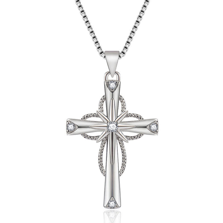 Christianartworkshop Collier Croix Infinie incrustée de cristaux : Symbole de foi éternelle et de lumière divine - Croix - image 0