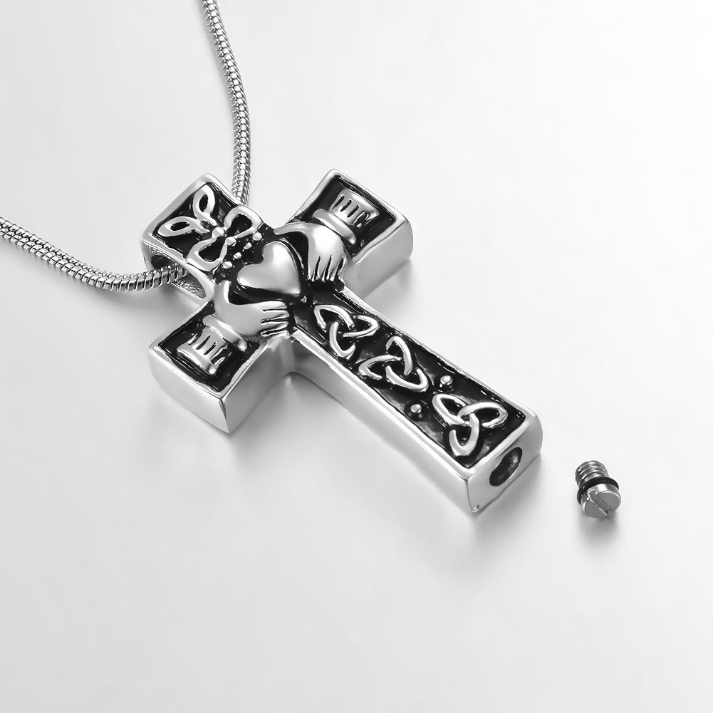 Christianartworkshop Collier croix chrétienne à nœud celtique Claddagh : emblème de l’amour divin et de la fidélité - image 1