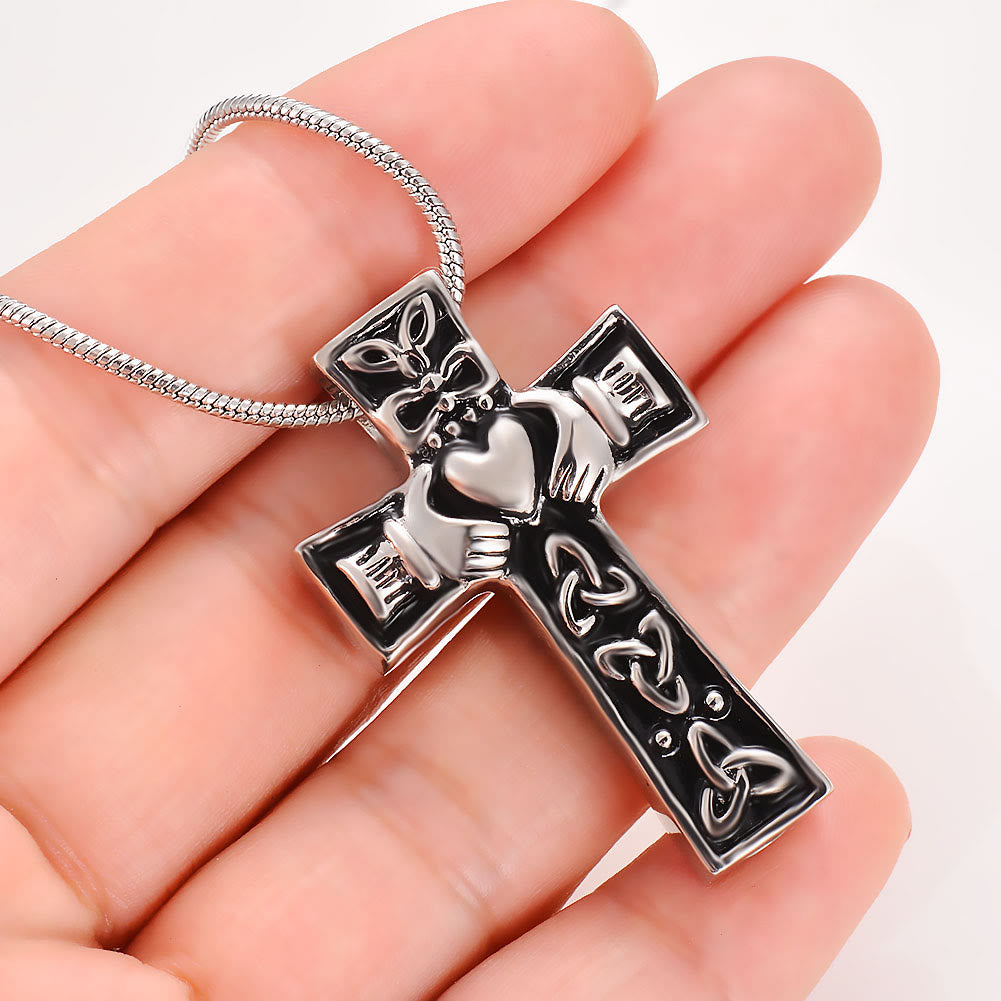 Christianartworkshop Collier croix chrétienne à nœud celtique Claddagh : emblème de l’amour divin et de la fidélité - Croix - image 0