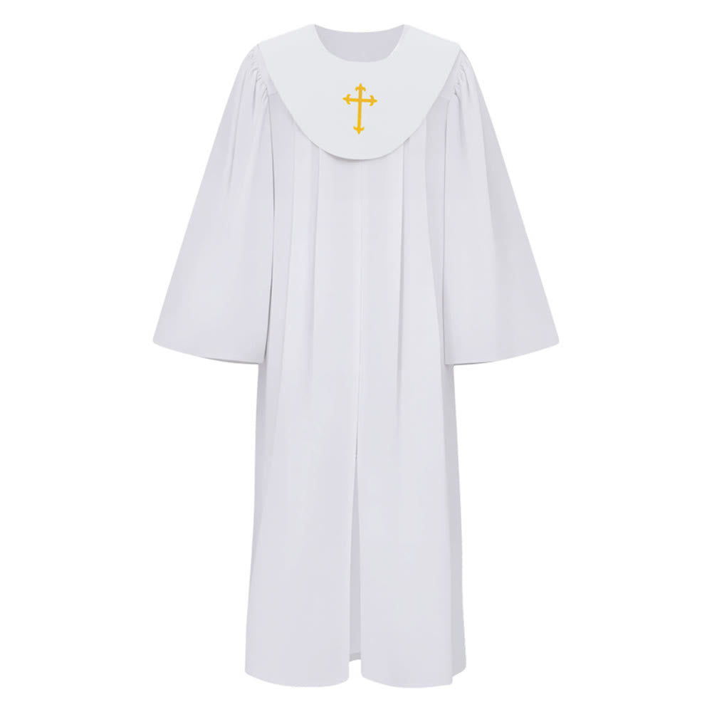 Robe de clergé divine pour les services religieux - Joug orné d'une croix , Christianartworkshop - Blanc - 2XL - image 2