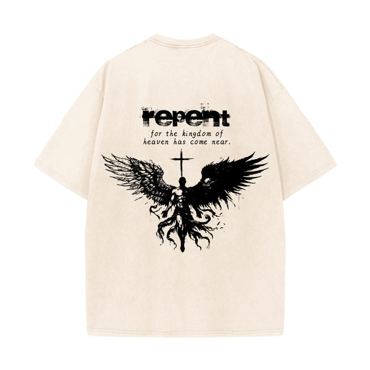 T-shirt unisexe délavé Christianartworkshop « Repentez-vous pour le Royaume des Cieux » - image 16