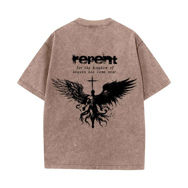 T-shirt unisexe délavé Christianartworkshop « Repentez-vous pour le Royaume des Cieux » - image 13