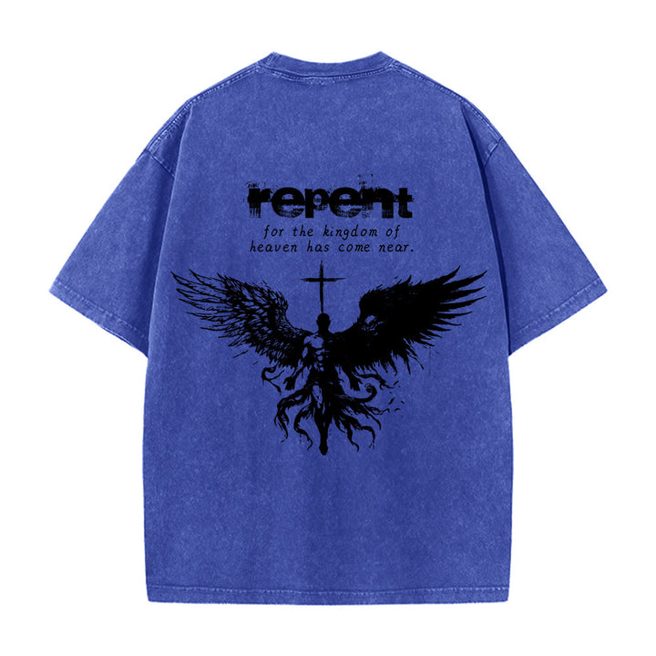 T-shirt unisexe délavé Christianartworkshop « Repentez-vous pour le Royaume des Cieux » - image 19