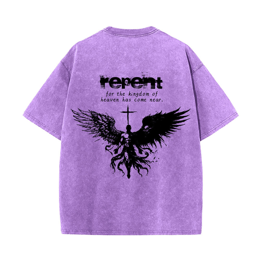 T-shirt unisexe délavé Christianartworkshop « Repentez-vous pour le Royaume des Cieux » - image 22