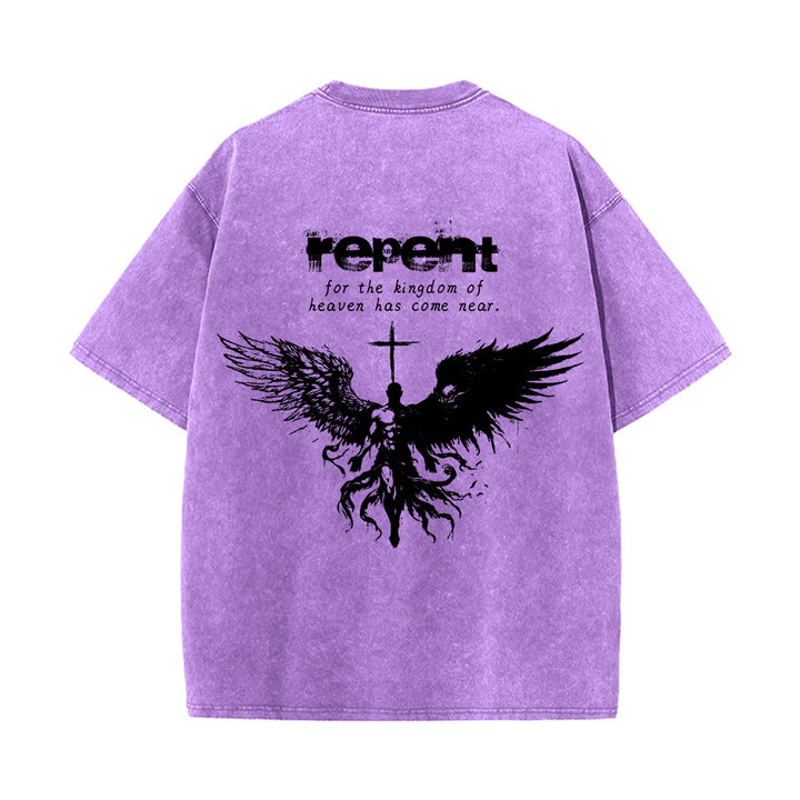 T-shirt unisexe délavé Christianartworkshop « Repentez-vous pour le Royaume des Cieux » - image 22
