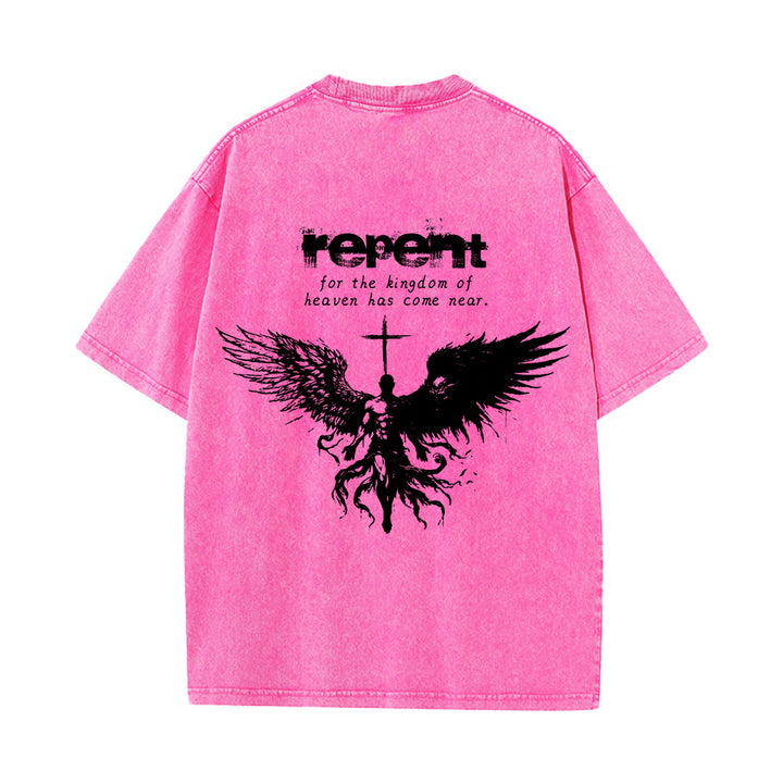 T-shirt unisexe délavé Christianartworkshop « Repentez-vous pour le Royaume des Cieux » - image 25