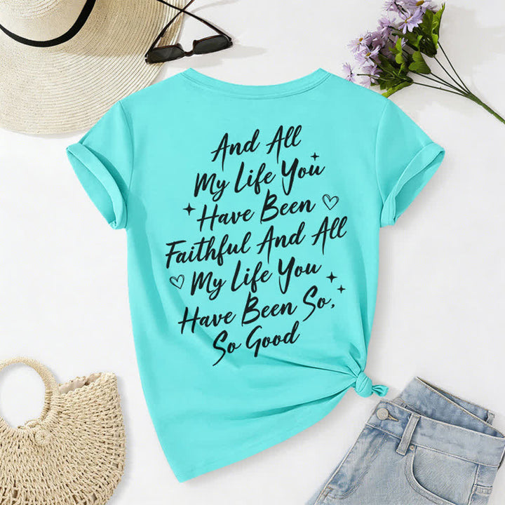 T-shirt décontracté à col en V pour femmes « Je chanterai la bonté de Dieu » de Christianartworkshop - image 36