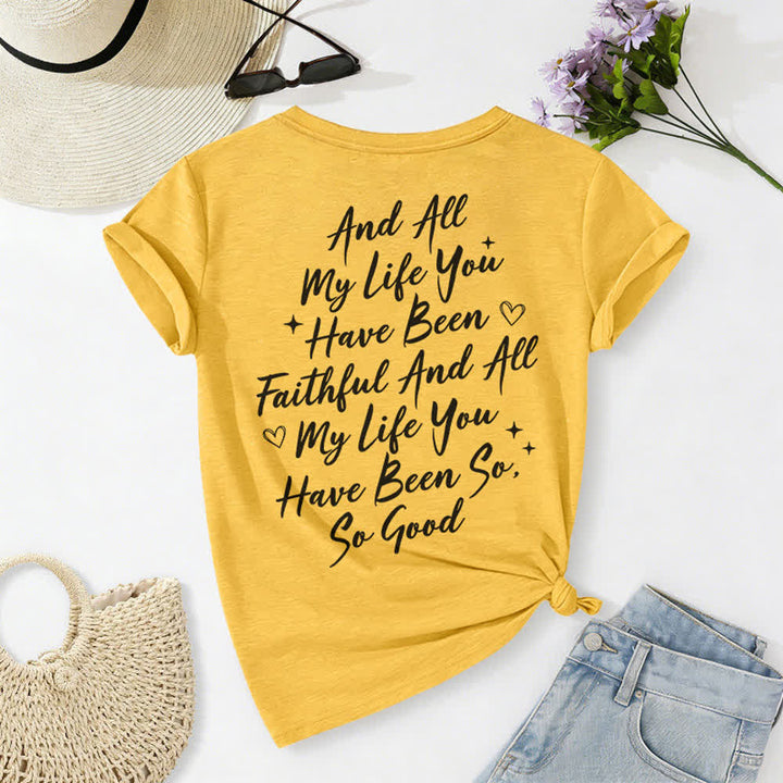 T-shirt décontracté à col en V pour femmes « Je chanterai la bonté de Dieu » de Christianartworkshop - image 21
