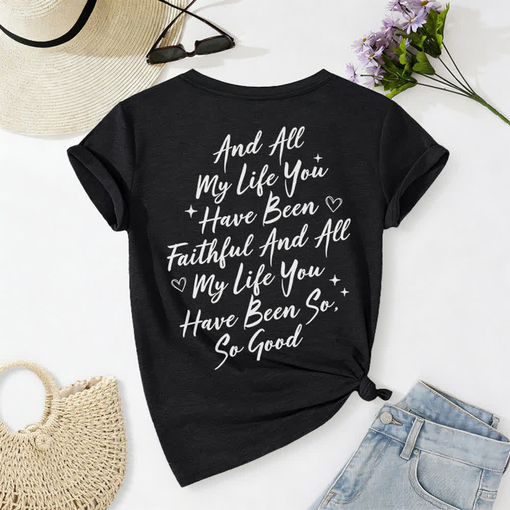 T-shirt décontracté à col en V pour femmes « Je chanterai la bonté de Dieu » de Christianartworkshop - image 1