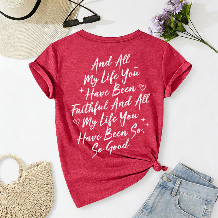 T-shirt décontracté à col en V pour femmes « Je chanterai la bonté de Dieu » de Christianartworkshop - image 51