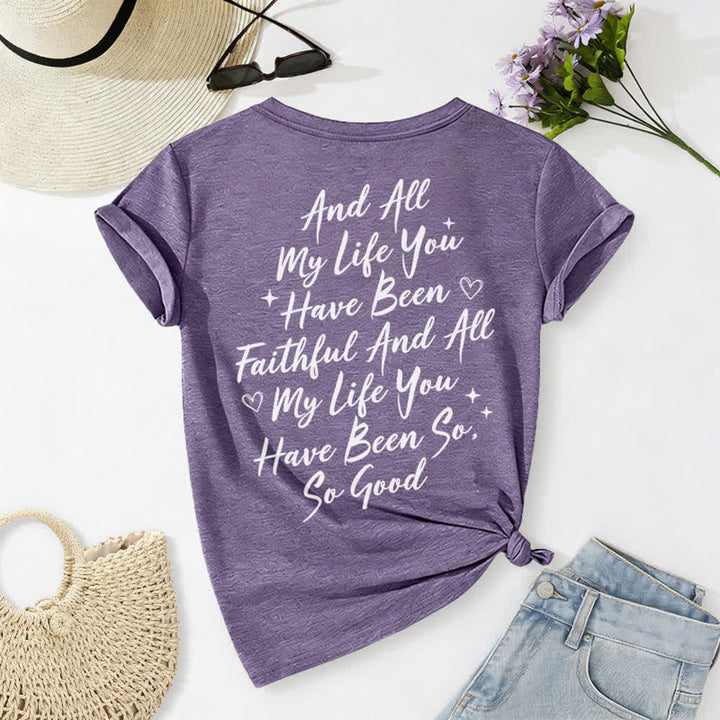 T-shirt décontracté à col en V pour femmes « Je chanterai la bonté de Dieu » de Christianartworkshop - image 61