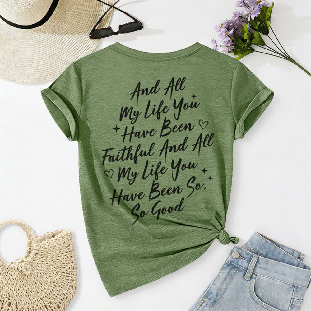 T-shirt décontracté à col en V pour femmes « Je chanterai la bonté de Dieu » de Christianartworkshop - image 26