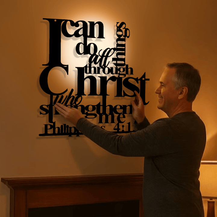 Christianartworkshop Philippiens 4:13 Je peux tout faire Décoration murale en métal : La force du Christ pour vos murs - image 1