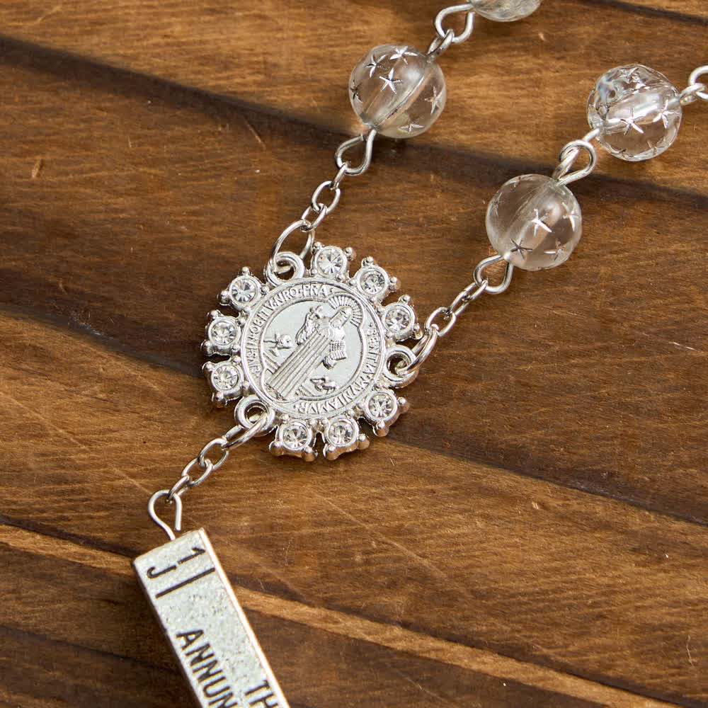 Christianartworkshop Chapelet à six tablettes en perles givrées avec médaille et croix de saint Benoît - image 8