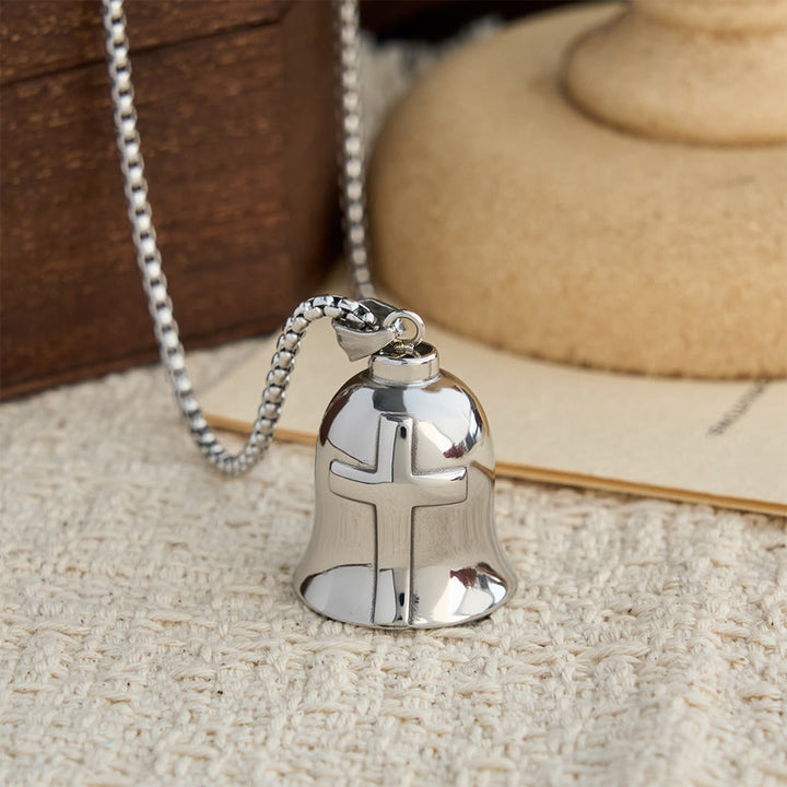 Christianartworkshop Collier pendentif clochette classique avec mains jointes ou croix : un emblème intemporel de foi inébranlable - image 4