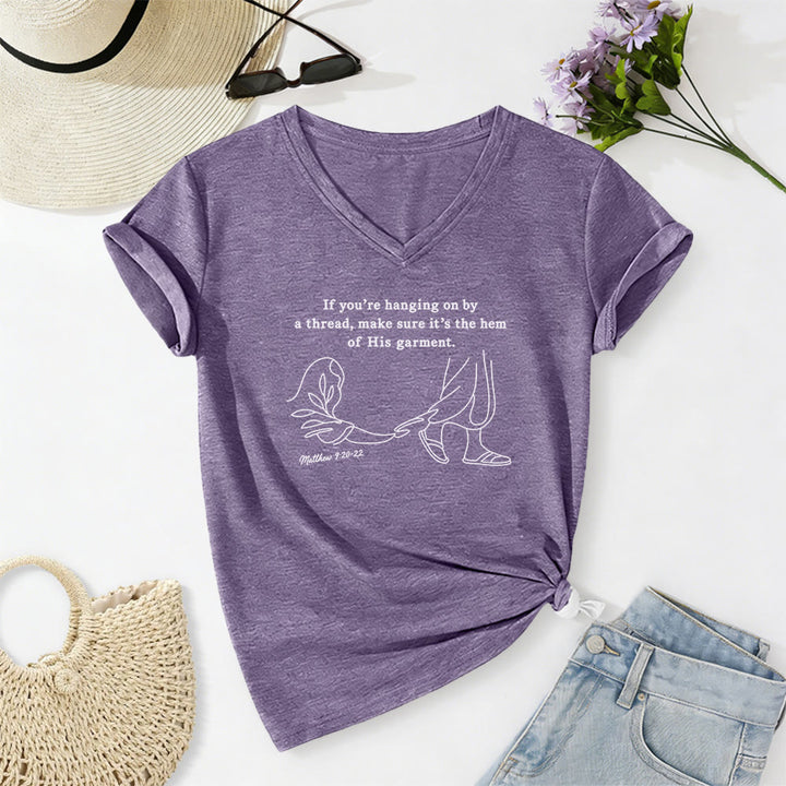 Christianartworkshop T-shirt décontracté à col en V imprimé Matthieu 9:20-22 - Violet - 2XL - image 18