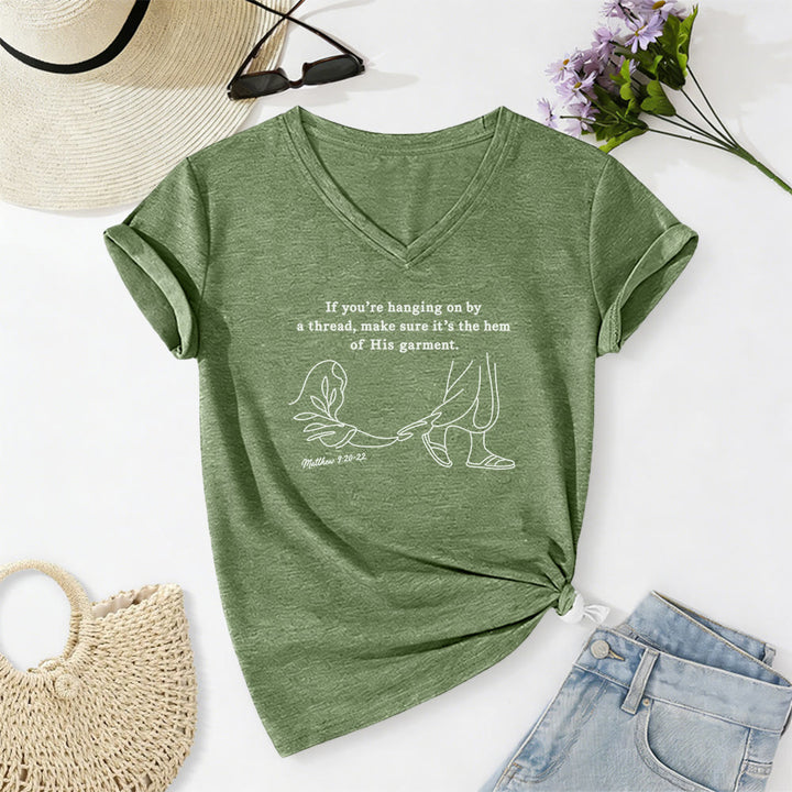 Christianartworkshop T-shirt décontracté à col en V imprimé Matthieu 9:20-22 - Vert olive - 2XL - image 6