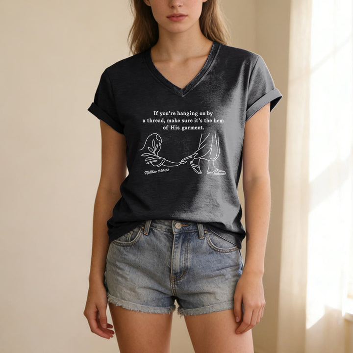 Christianartworkshop T-shirt décontracté à col en V imprimé Matthieu 9:20-22 - image 15