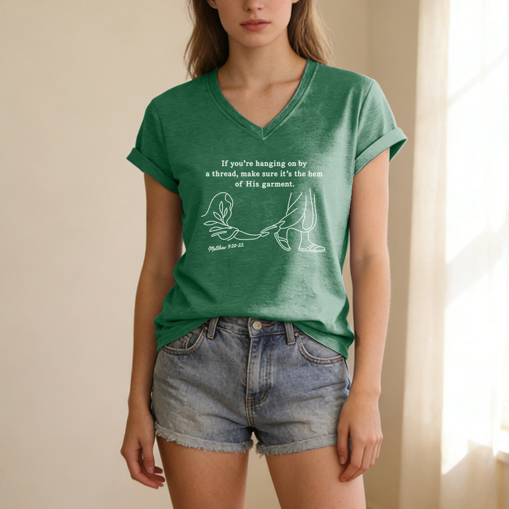Christianartworkshop T-shirt décontracté à col en V imprimé Matthieu 9:20-22 - image 17