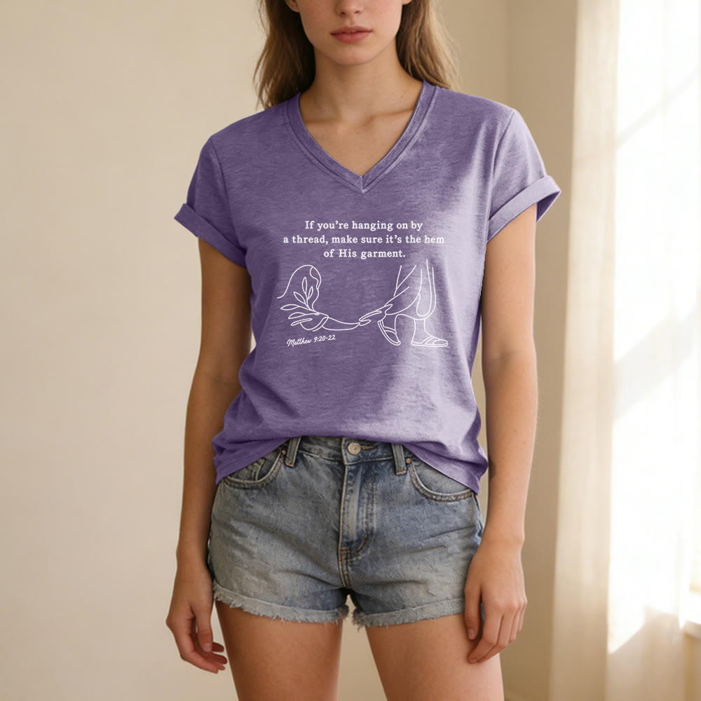 Christianartworkshop T-shirt décontracté à col en V imprimé Matthieu 9:20-22 - image 19