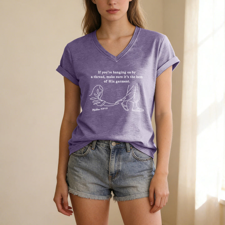 Christianartworkshop T-shirt décontracté à col en V imprimé Matthieu 9:20-22 - image 19