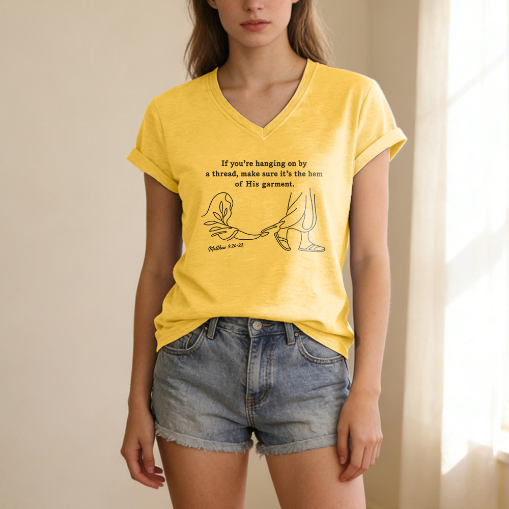 Christianartworkshop T-shirt décontracté à col en V imprimé Matthieu 9:20-22 - image 5