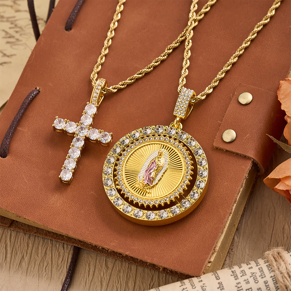 Christianartworkshop médaillon rotatif Notre-Dame de Guadalupe avec double halo de zircon : un rappel de la grâce divine - image 2