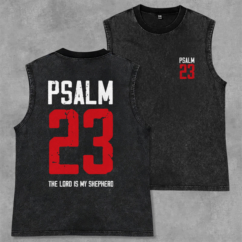 Christianartworkshop Psaume 23 Le Seigneur est mon berger Débardeur vintage délavé - Noir - 2XL - image 0