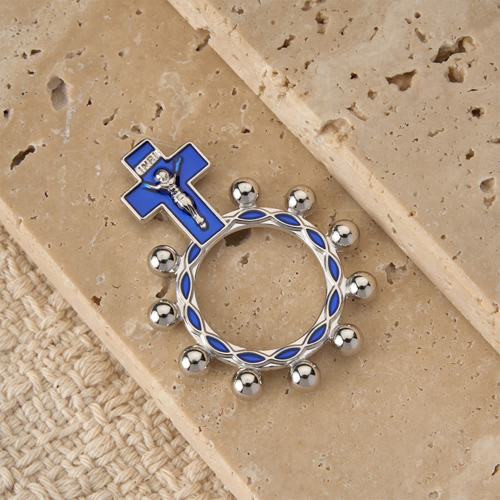 Christianartworkshop Bague chapelet crucifix avec émail bleu et perles (lot de 5/10) : un symbole de rédemption - image 11