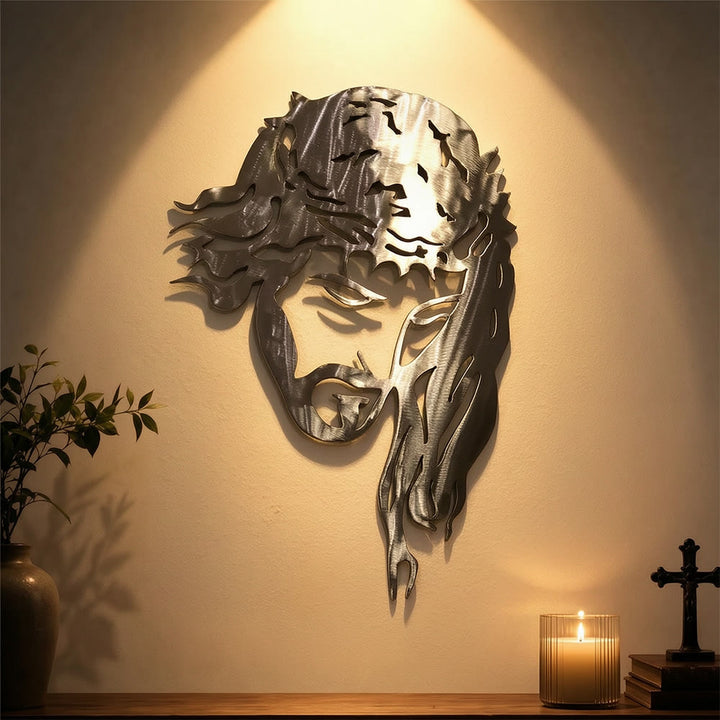 Christianartworkshop Décoration murale en métal représentant Jésus couronné d'épines : symbole de sa souffrance et de sa gloire - image 0