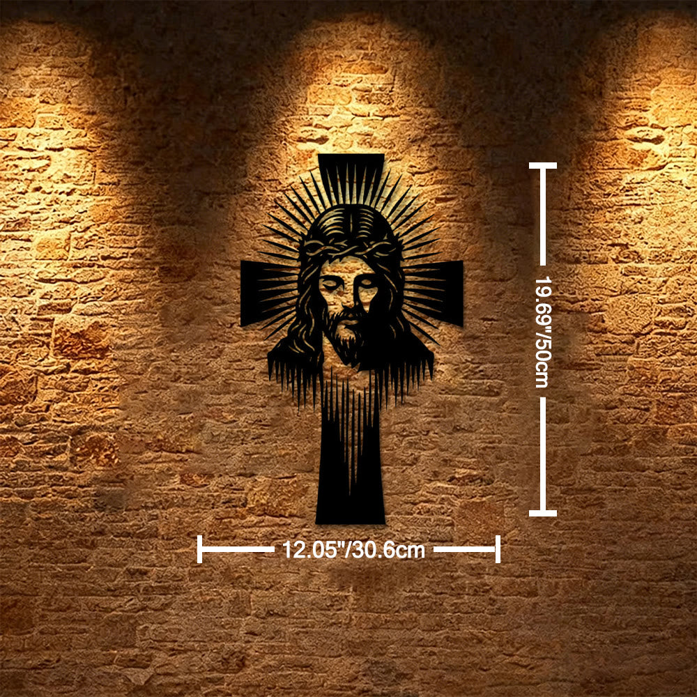Christianartworkshop Croix de Jésus rayonnante, décoration murale en métal : symbole de lumière et de grâce divines - 12,05''*19,69''*0,047''/30,6 cm*50 cm*0,12 cm - image 7