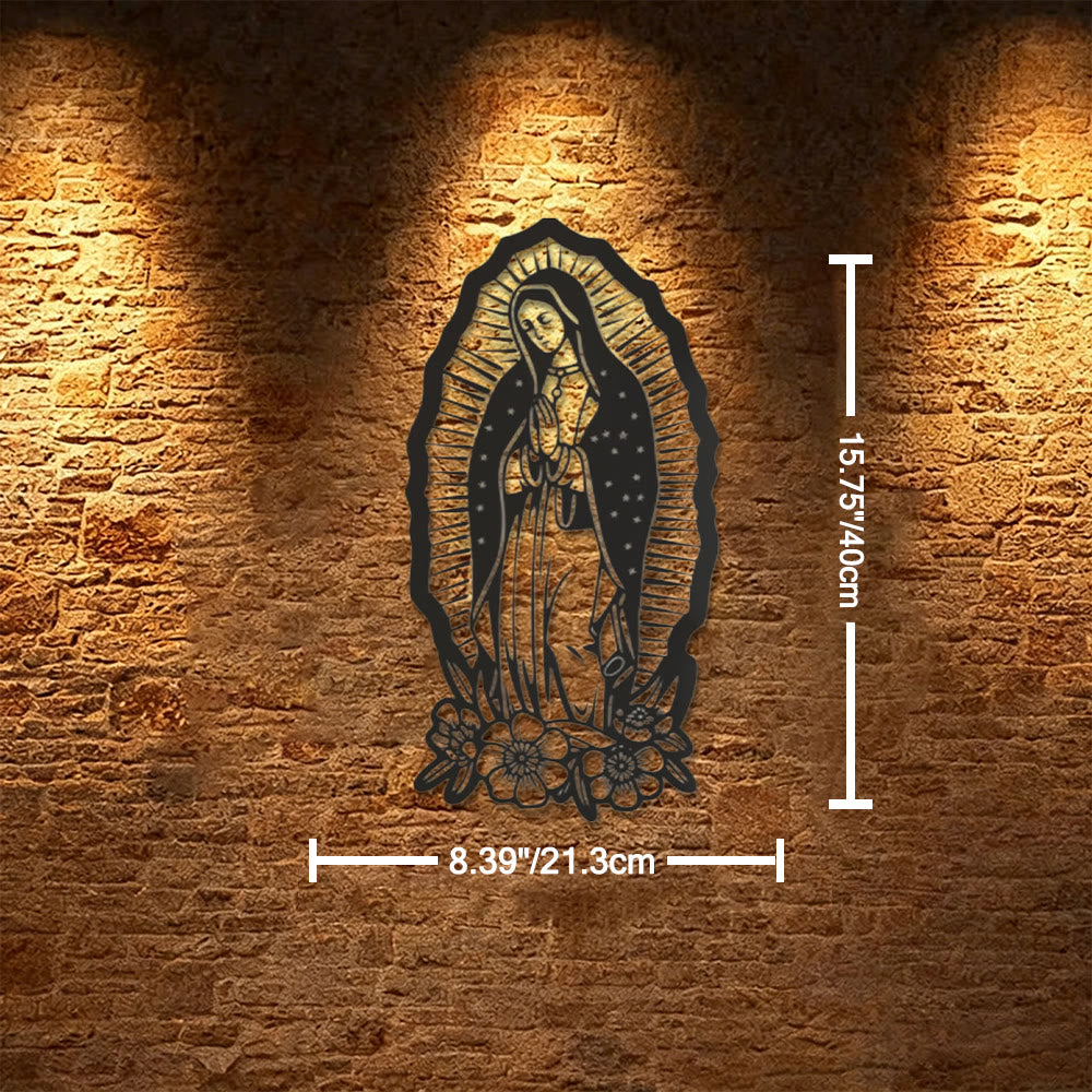 Christianartworkshop Décoration murale en métal Notre-Dame de Guadalupe : un symbole de foi et de grâce divine - 8,39''*15,75''*0,04''/21,3 cm*40 cm*0,1 cm - image 5