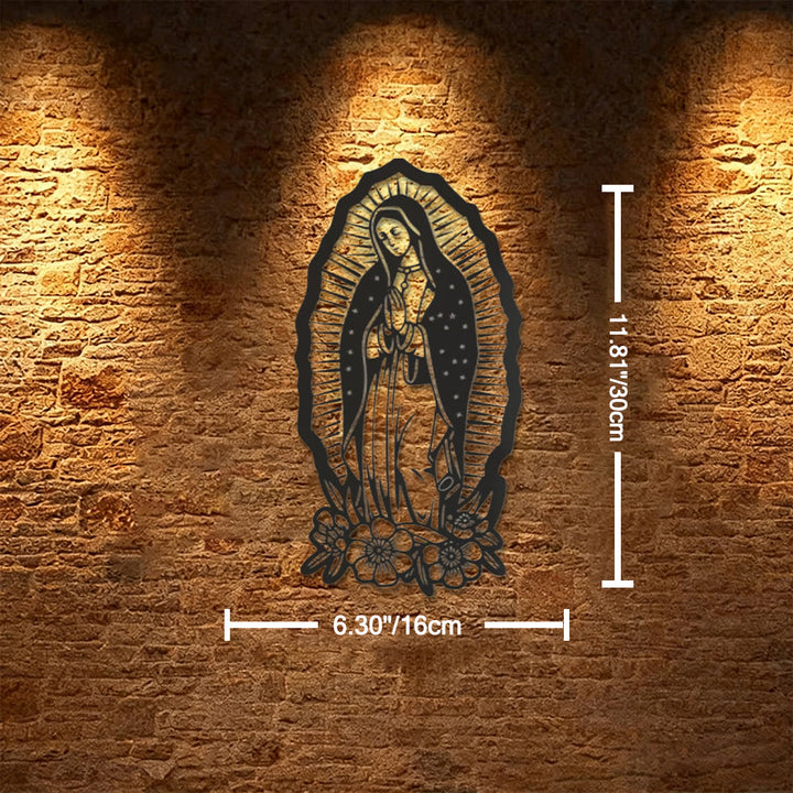 Christianartworkshop Décoration murale en métal Notre-Dame de Guadalupe : un symbole de foi et de grâce divine - 6,30 po * 11,81 po * 0,04 po / 16 cm * 30 cm * 0,1 cm - image 4