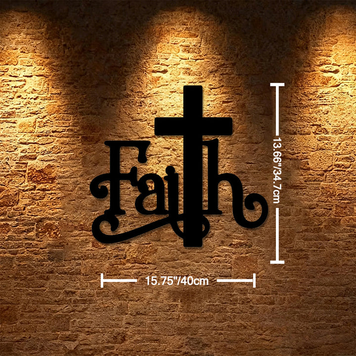 Christianartworkshop Croix murale en métal avec inscription « La Foi » : un puissant symbole de foi - 13,66''*15,75''*0,04''/34,7 cm*40 cm*0,1 cm - image 8