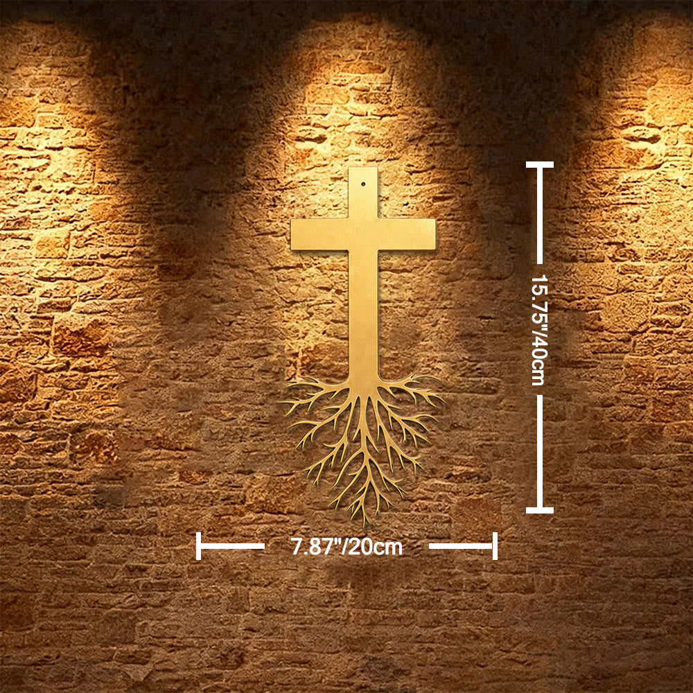 Christianartworkshop Croix moderne avec racines, décoration murale en métal : un puissant symbole de foi grandissante - 7,87''*15,75''*0,04''/20cm*40cm*0,1cm - image 8