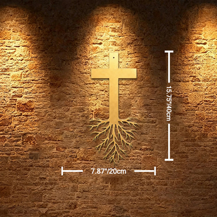 Christianartworkshop Croix moderne avec racines, décoration murale en métal : un puissant symbole de foi grandissante - 7,87''*15,75''*0,04''/20cm*40cm*0,1cm - image 8