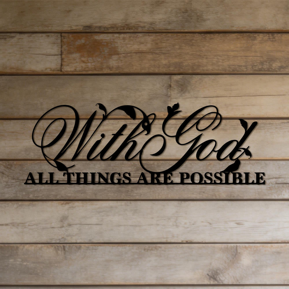 Christianartworkshop Décoration murale en métal « Avec Dieu, tout est possible » : un hommage à la foi en la puissance illimitée de Dieu - image 0