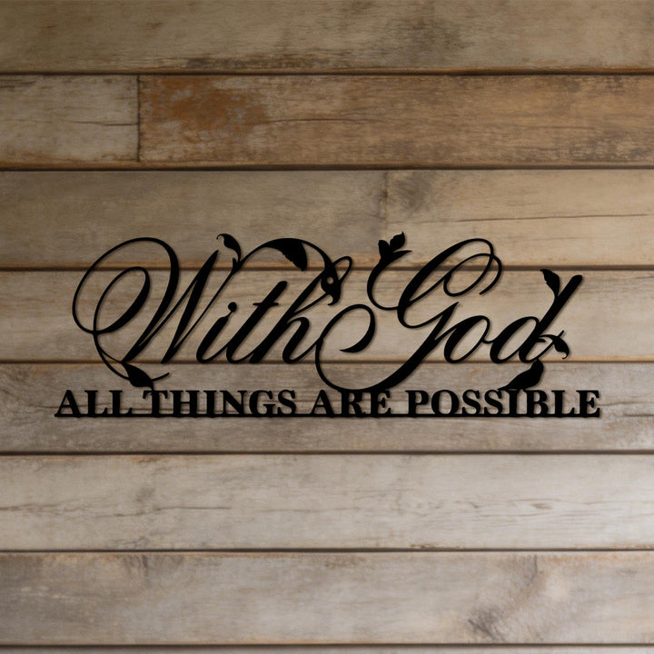 Christianartworkshop Décoration murale en métal « Avec Dieu, tout est possible » : un hommage à la foi en la puissance illimitée de Dieu - image 0
